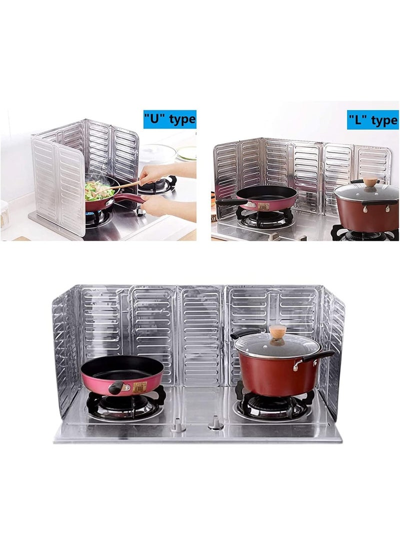 Foldable barrier to protect against air and oil splatters for cooking and frying on the stovetop and dishwasher. 3-pack, silver aluminum. - Image 4